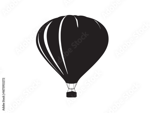 Scenic Hot Air Balloon Icon Silhouette Floating Sky Vector Stock