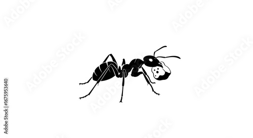 Black and White Silhouette of a Detailed Ant.