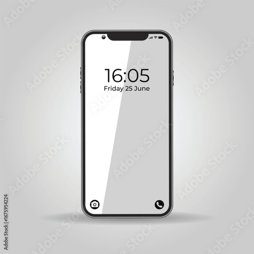 Realistic smartphone mockup with white background. vector illustration. Smartphone isolated on blank background.