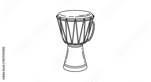 Djembe Drum Illustration - Traditional Percussion Instrument with Rope Tuning System.