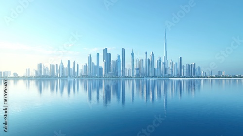 Modern city skyline reflection