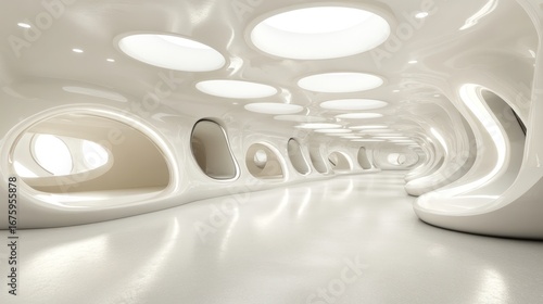 Modern white architectural hallway