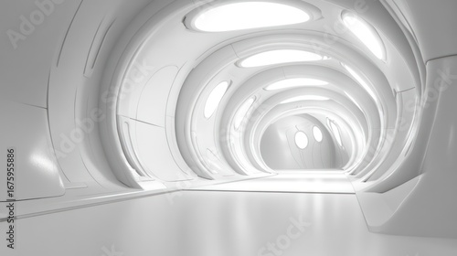 White futuristic tunnel interior