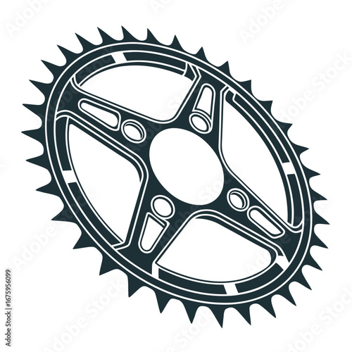 Detailed bicycle chainring sprocket gear cog wheel crankset cycling component vector illustration