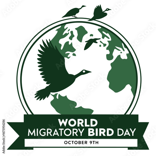 Creative logo design celebrating world migratory bird day with vibrant colors and avian imagery