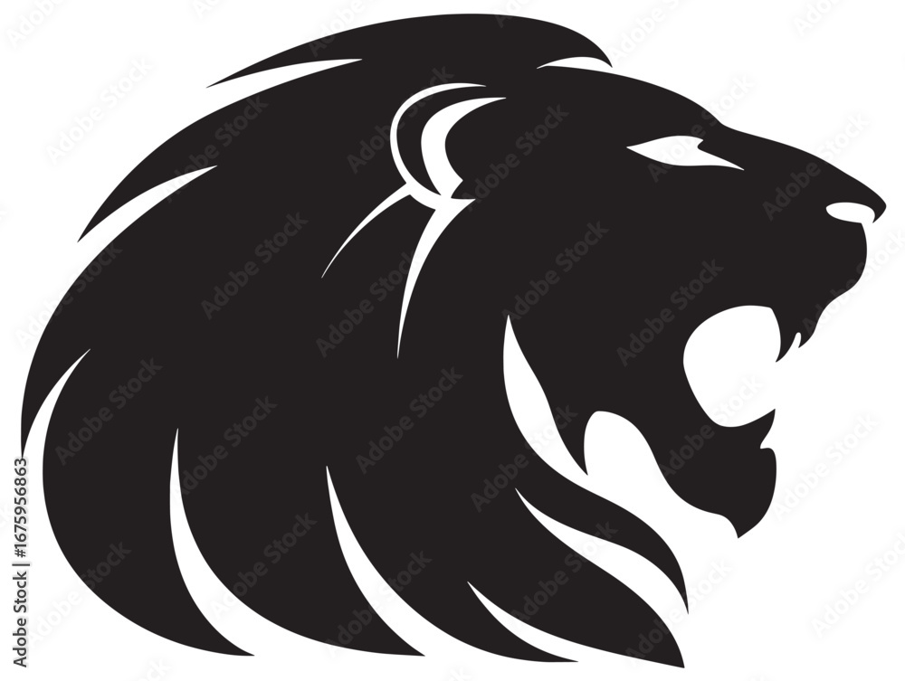 Fototapeta premium Regal Black Lion Icon Silhouette Solid Artistic Vector Design