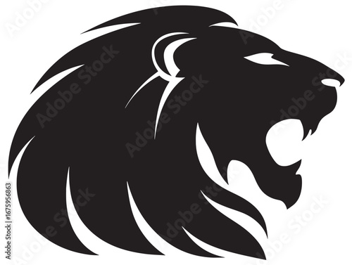 Regal Black Lion Icon Silhouette Solid Artistic Vector Design