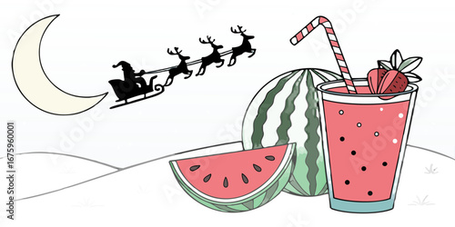 Create polygon watermelon Christmas mocktail decorated…