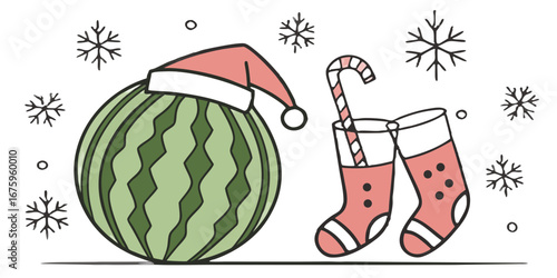 Illustrate polygon watermelon holiday mocktail topped…