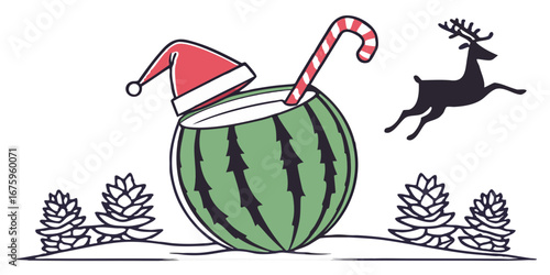 Create polygonal watermelon Christmas mocktail with…