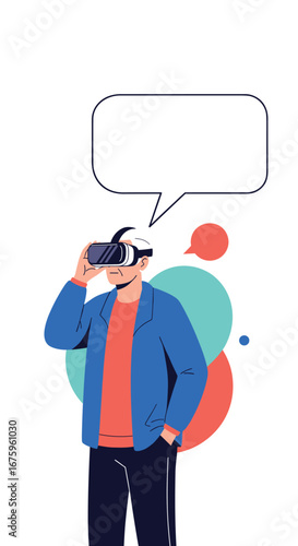 Man experiencing virtual reality with augmented reality headset engaging in immersive digital environments