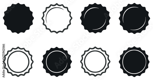 Bottle caps flat icon set. featuring different colors, shapes, and designs