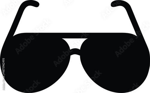 Aviator Sunglasses Silhouette Icon Classic Eyewear Fashion Accessory Symbol, Black Sunglasses Vector Illustration