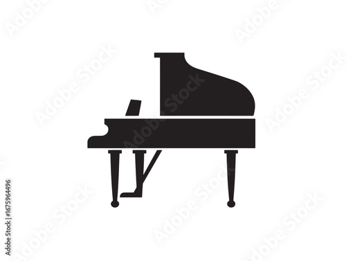 Beautiful Piano Silhouette Vector Icon Illustration with Musical Harmony Theme