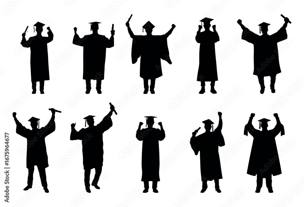 custom made wallpaper toronto digitalSilhouette Collection of Male Graduates Raising Hands in Celebration