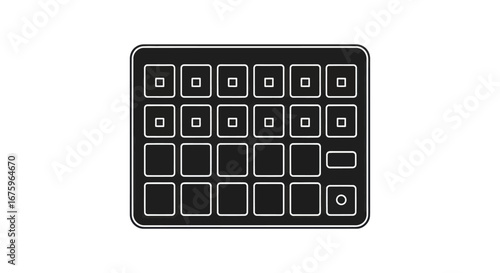 Black Electronic Music Production Controller with Square Buttons.
