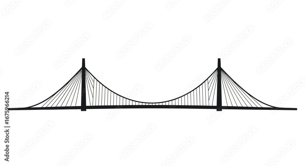 Obraz premium Elegant Black and White Cable-Stayed Bridge Design.