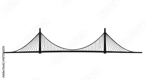 Elegant Black and White Cable-Stayed Bridge Design.