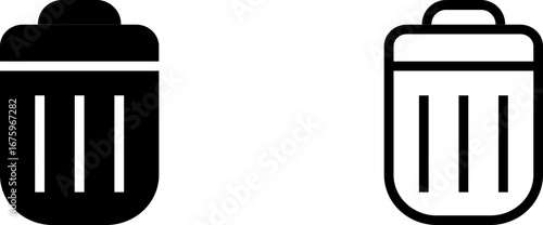 Trash Bin Delete Icon – Solid and Outline