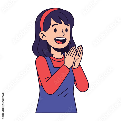 Animated Applause: Capturing the essence of appreciation, an animated illustration depicts a young girl enthusiastically applauding, her expression beaming with delight.