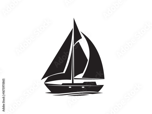 Minimalist Sailboat Icon Silhouette for Marine Stock Designs