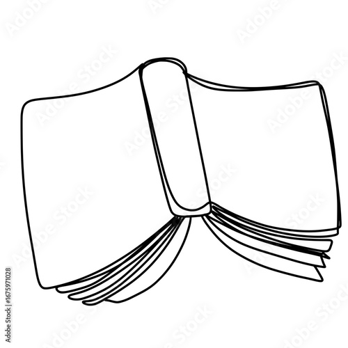 Book open and turned upside down one line art drawing 