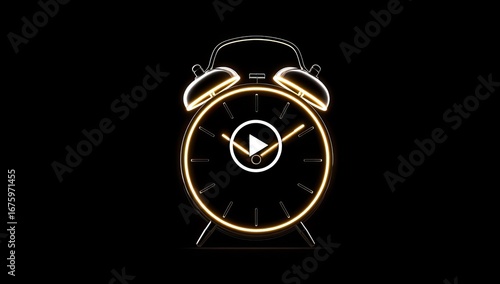 Neon alarm clock with play button