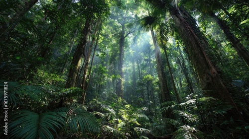 Wallpaper Mural Lush rainforest canopy. Sunlight penetrates dense foliage Torontodigital.ca