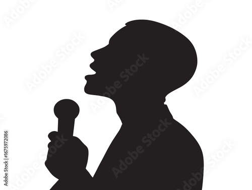 Singer Silhouette Vector Illustration for Music Performance Theme