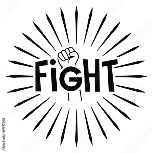 Fight and Strength Graphic Dynamic Fist Silhouette Design