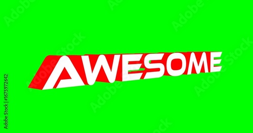 Dynamic awesome text animation on isolated green background with smooth motion effects for creative video projects and modern digital presentations