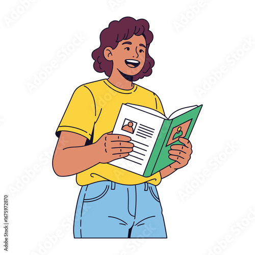 Reading Enthusiast: A young person is engrossed in the pages of a book, highlighting their enthusiasm for reading and the pursuit of knowledge.