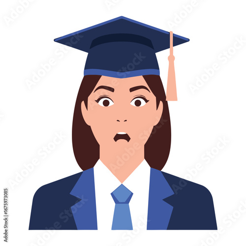 A Moment of Doubt: A student in graduation attire exhibits a moment of shock, capturing a pivotal point during her educational journey. 