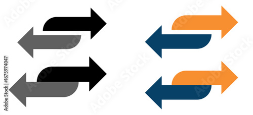 Two-way arrows icon, exchange and process flow