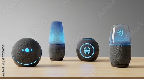 Modern Smart Speakers with Ambient Lighting.