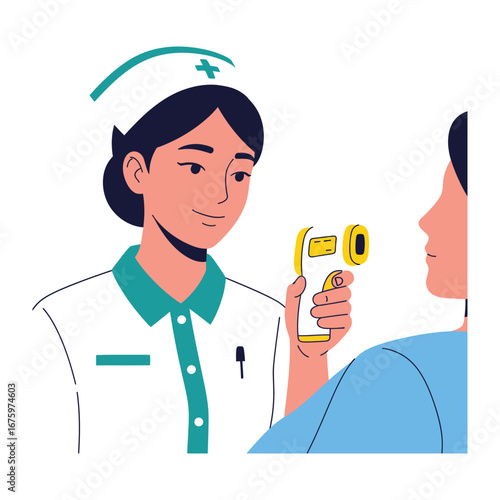 Nurse Checking Temperature: A dedicated nurse, the epitome of care, uses a digital thermometer to check a patient's temperature, embodying the essence of medical expertise and reassurance.