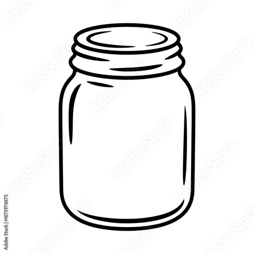 Illustration of an Empty Mason Jar with Outline and White Background Design for Graphic Projects and Crafting Needs