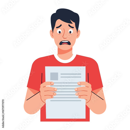 Shocked and Concerned: A person, their expression a mixture of shock and anxiety, intently reads a document held in their hands, illustrating the weight of information within.