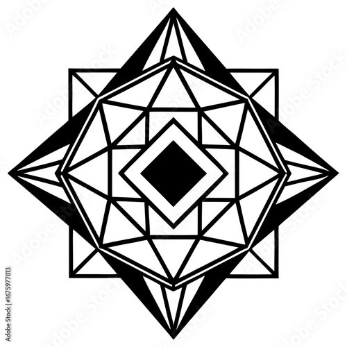 Abstract Geometric Line Art Vector | Simple Shapes Illustration for Design