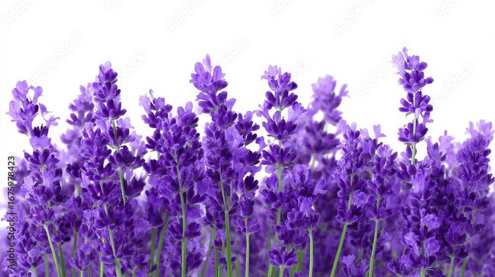 Naklejka premium Beautiful lavender flowers in vivid purple color. Fresh and vibrant, these florals evoke tranquility. Perfect for backgrounds or aromatherapy themes. Bright and soothing display. AI