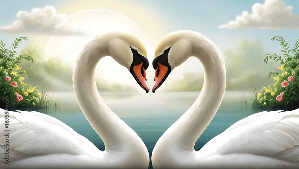 Obraz premium swans on the lake