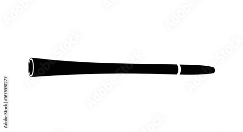 Black Clarinet Silhouette - Musical Instrument with Keys and Bell.
