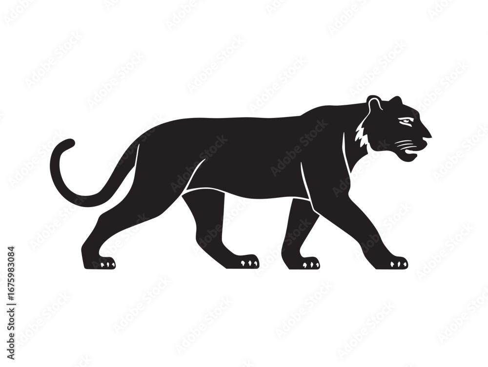 Obraz premium Tiger silhouette icon in bold clean vector illustration