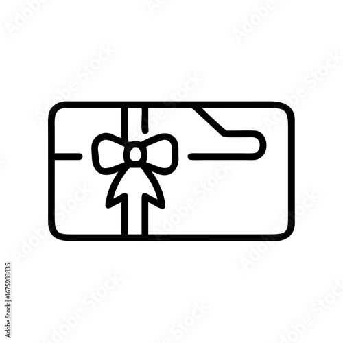Illustration of a gift card with a bow and a slot for swiping or inserting the card on the right side