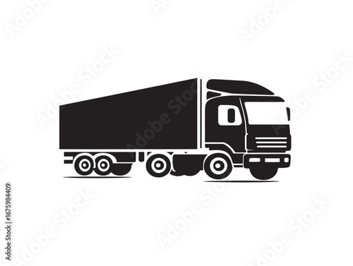 Modern truck silhouette vector illustration icon for industrial stock imagery