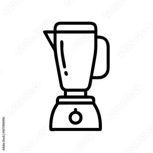 Illustration of a kitchen blender with a jar and a base with a button in a simple line art style