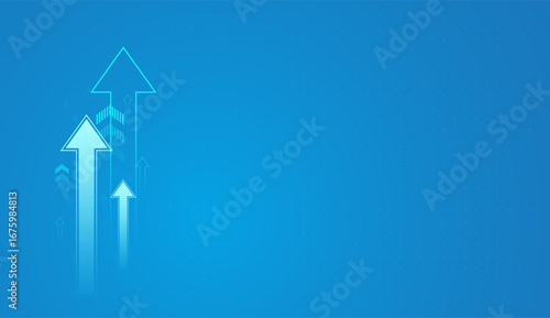 The multiple upward-pointing arrows, symbolizing growth, progress, and positive trend. and Growth blue arrows on light blue background used in finance, Forex trading, banking market