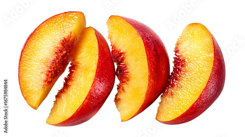 Juicy Peach Slices on Black Background