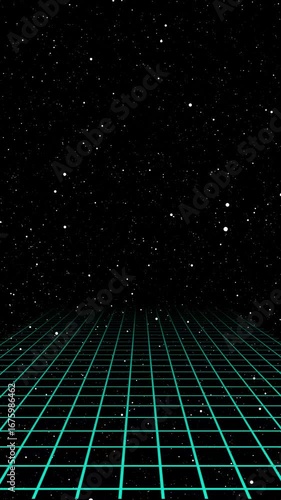 Retro Sci-Fi Grid on a Starry Night