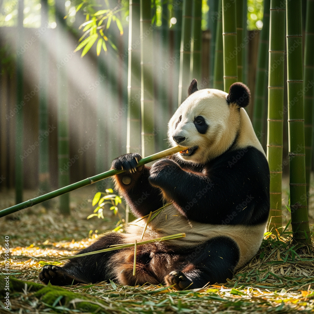 Obraz premium Panda Eating Bamboo